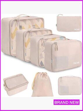 8 Set Packing Cubes Travel Organizers Luggage Storage Bags Lightweight Durable
